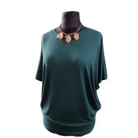 Bluzka Sonia w luźnym stylu oversize krótki rękaw - butelkowa zieleń